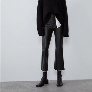 ZARA FAUX leather flared pants